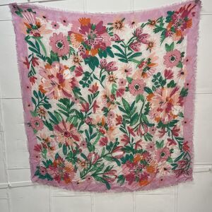 kate spade Pink Floral Lightweight Square Scarf